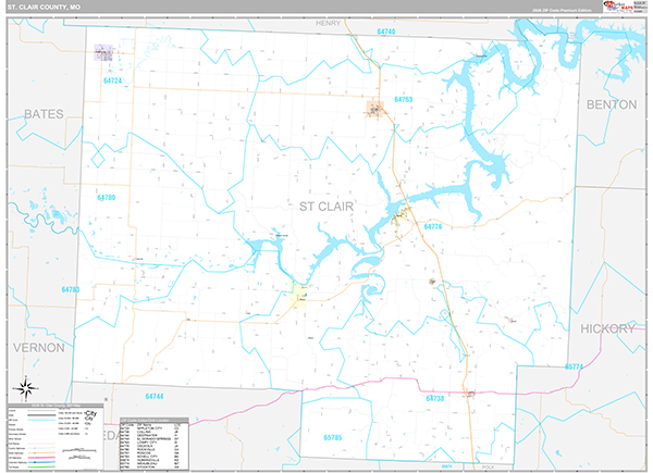 St. Clair County, MO Zip Code Map